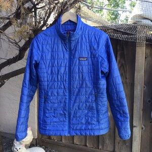 Patagonia nano puff jacket women’s small blue full zip quilted puffer